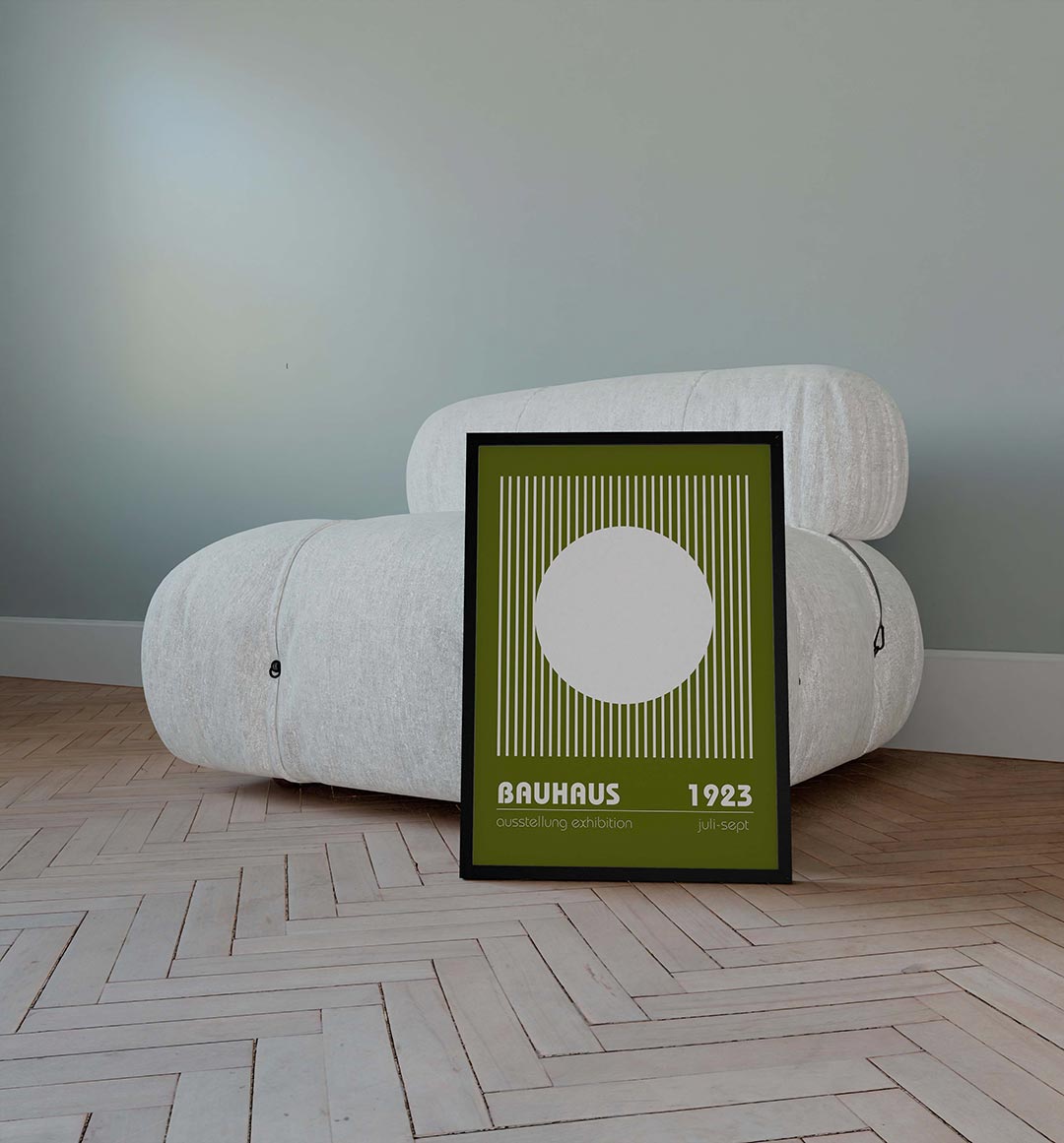 Lijnen en cirkel – geometrische poster in Bauhaus-stijl van WallArtistic