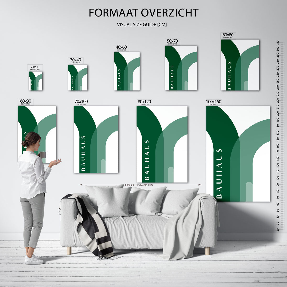 Kleurrijke boogvormen – geometrische poster in Bauhaus-stijl van WallArtistic