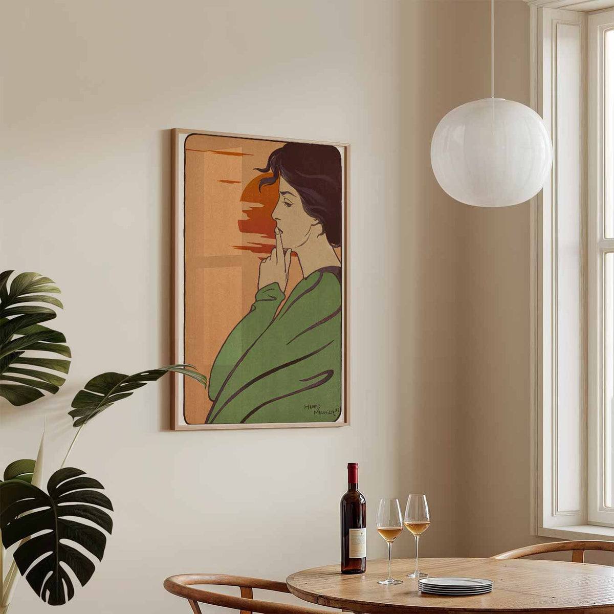 Mysterieuze Zonsondergang Vrouw – staande Popart wanddecoratie van WallArtistic