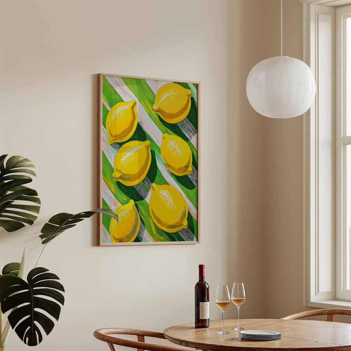 Zonnige Citroenen Kunstposter – keukenposter in staand formaat