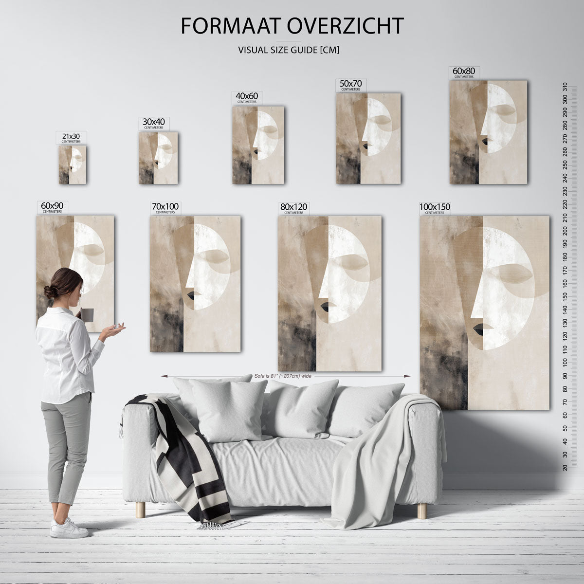 Abstract gezicht – staande muurposter met abstracte vormen