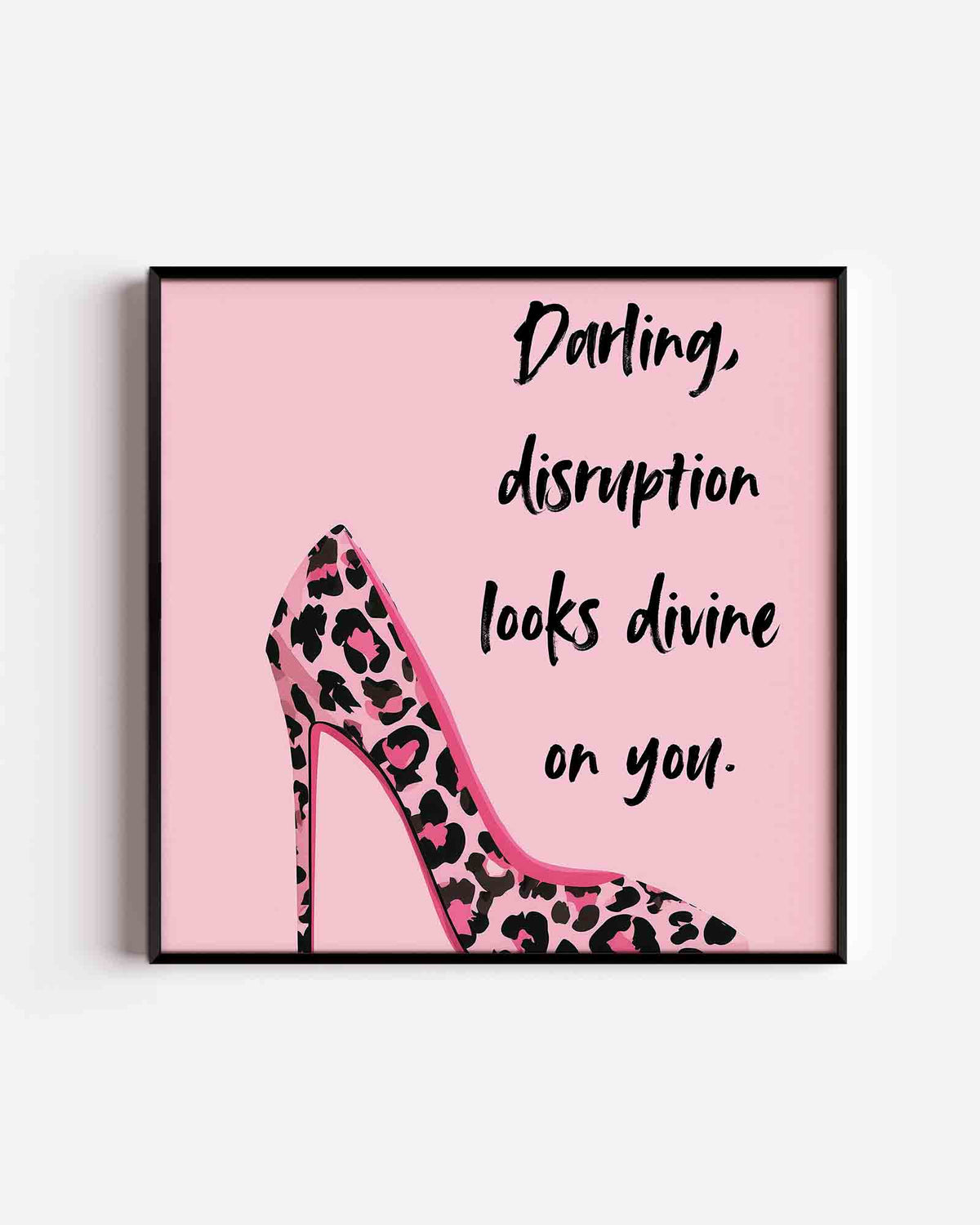 Roze luipaard pump – Pop Art vierkante poster als wanddecoratie