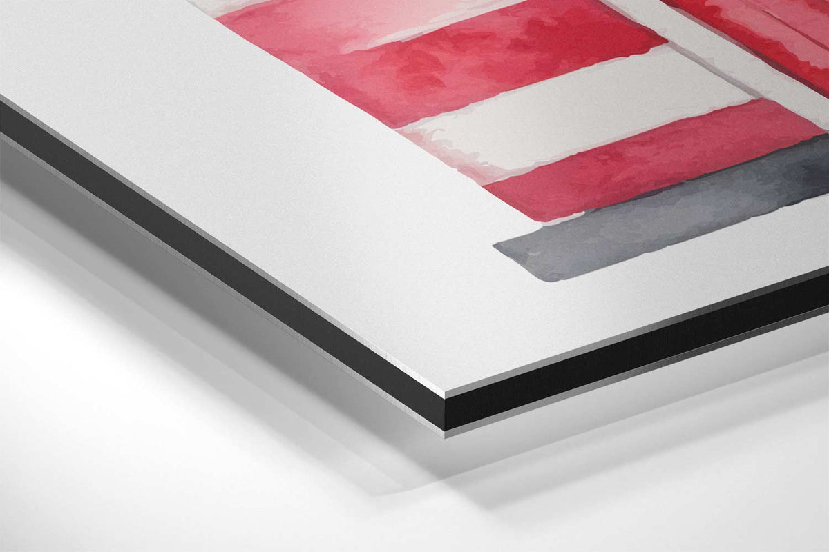Strandhut Waterverf Print – canvas kunstwerk als wanddecoratie