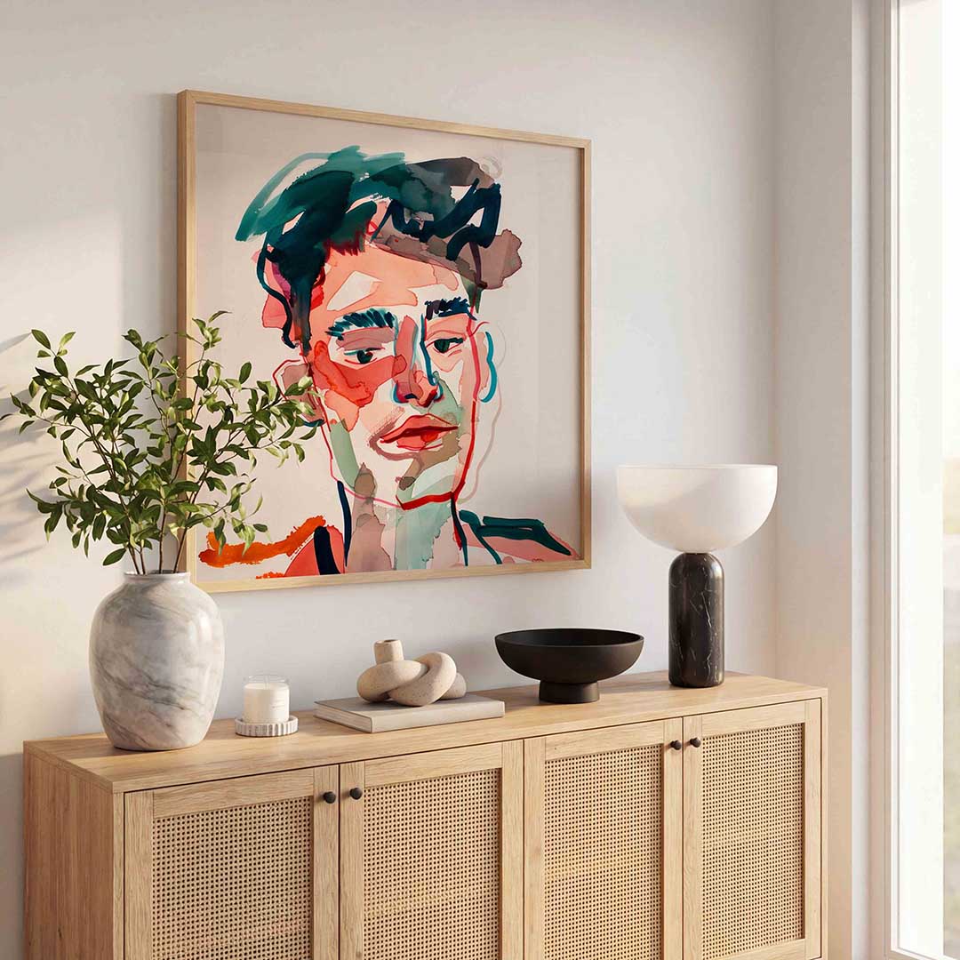 Abstracte portret – illustratie poster in vierkant formaat