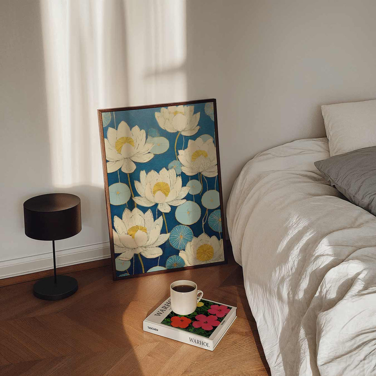 Bloeiende Lotus Droomposter – staande bloemen wanddecoratie van WallArtistic