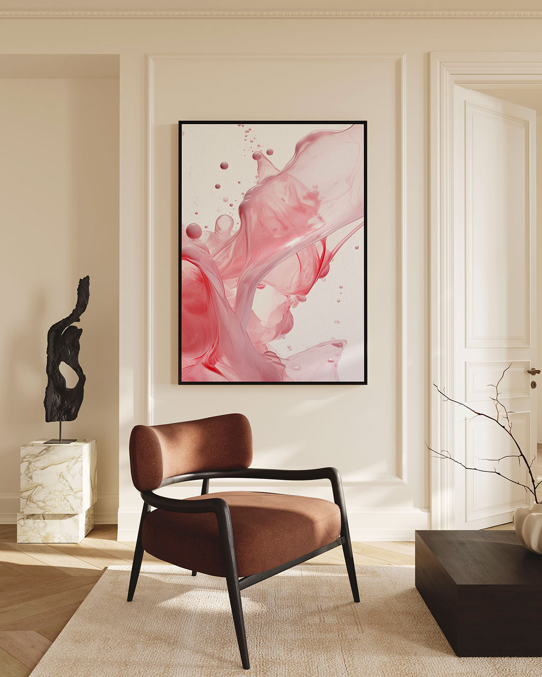 Vloeiende kleuren – Roze – staande wanddecoratie