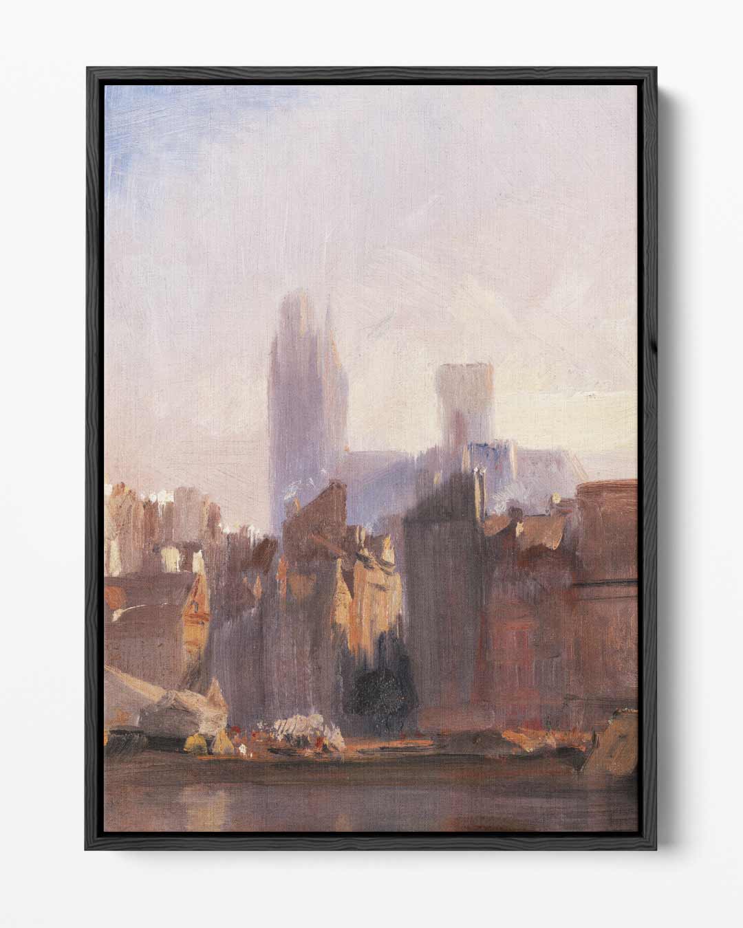 Stad in Ochtendlicht – portret kunstwerk als wanddecoratie