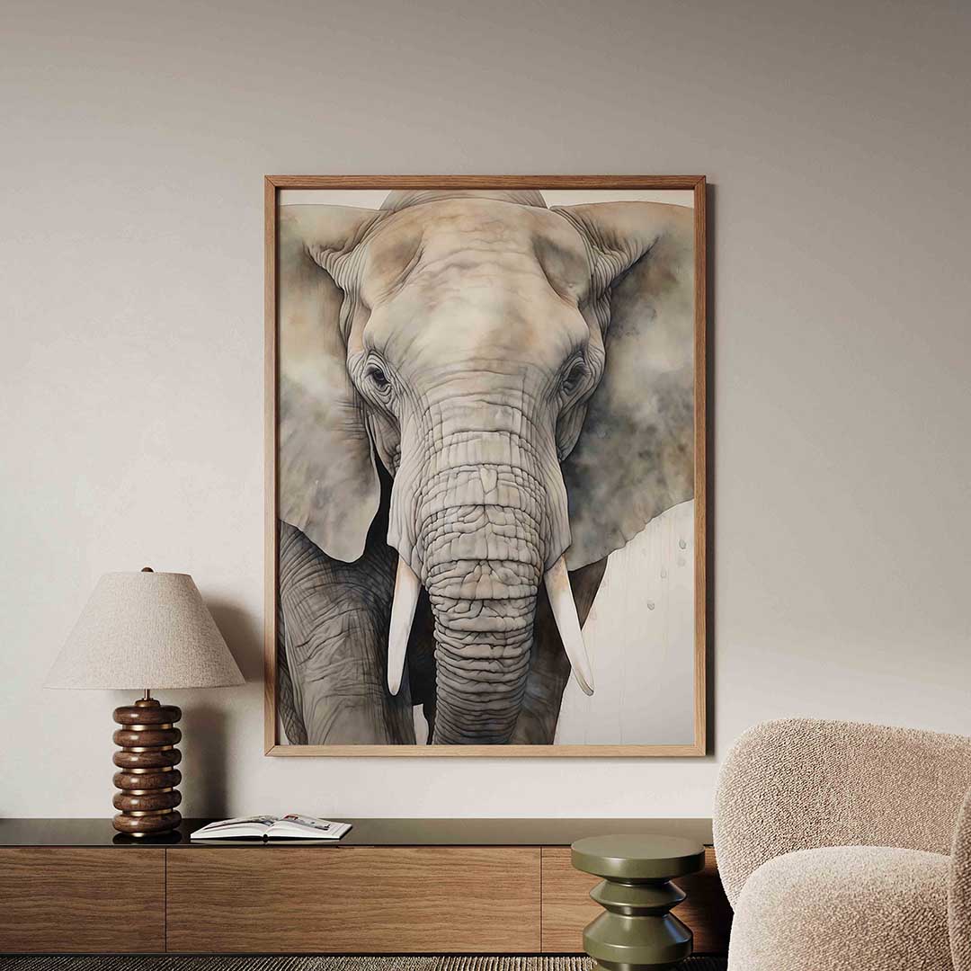 Olifant close up – tropische jungle poster in staand formaat