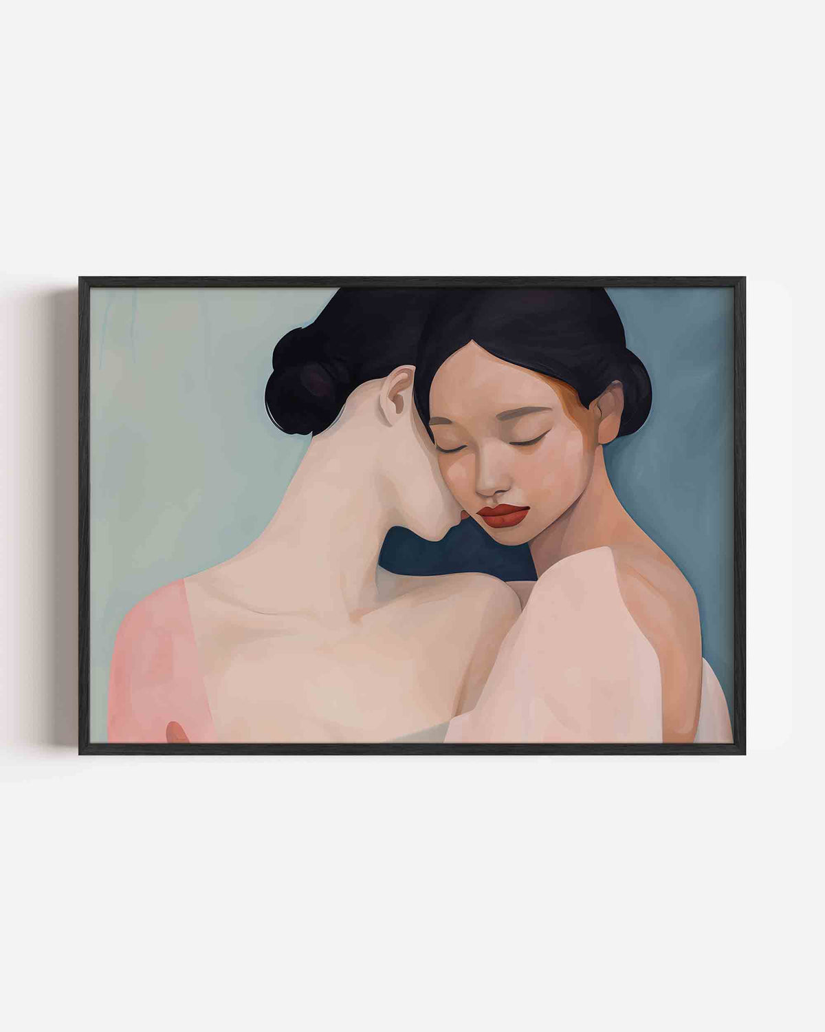 Twee vrouwen in omhelzing – vrouwelijk portret als landscape poster