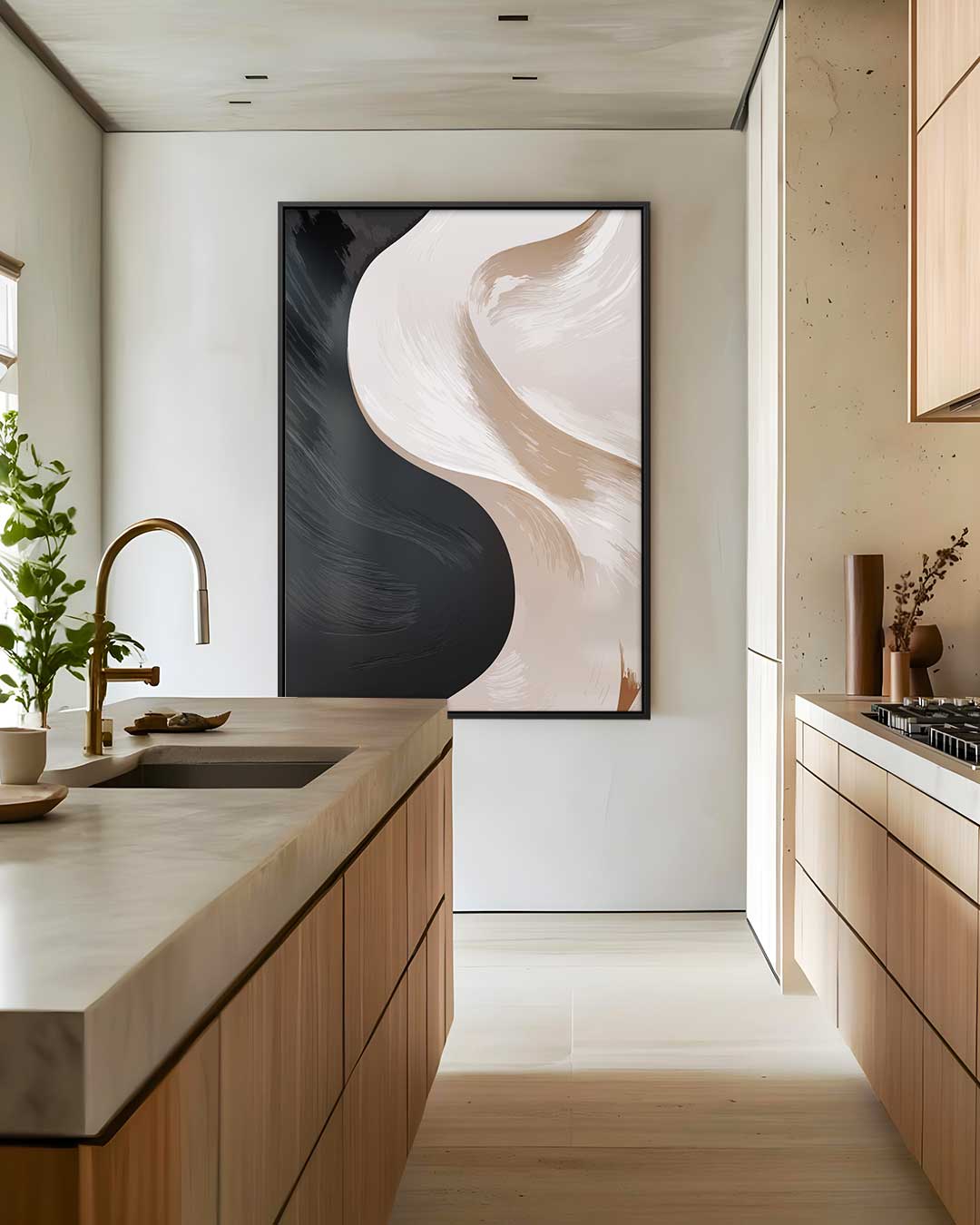 Stijlvolle Abstracte Harmonie – dibond wanddecoratie in staand formaat