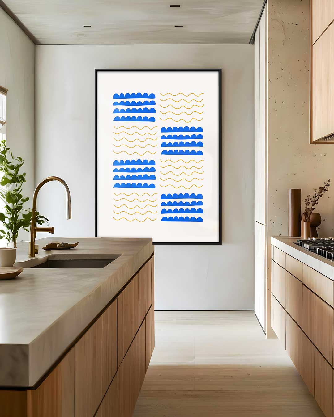 Golven en Boogjes – dibond wanddecoratie in staand formaat