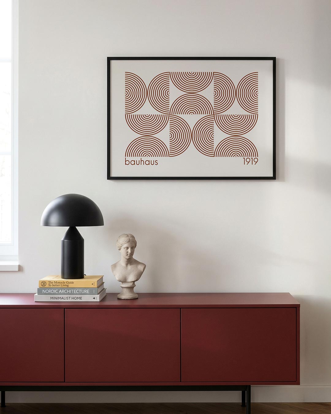 Cirkelpatroon en lijnen – moderne Bauhaus wandkunst als poster