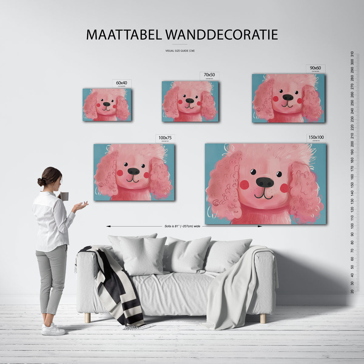 Vrolijke hond illustratie – moderne liggende wanddecoratie