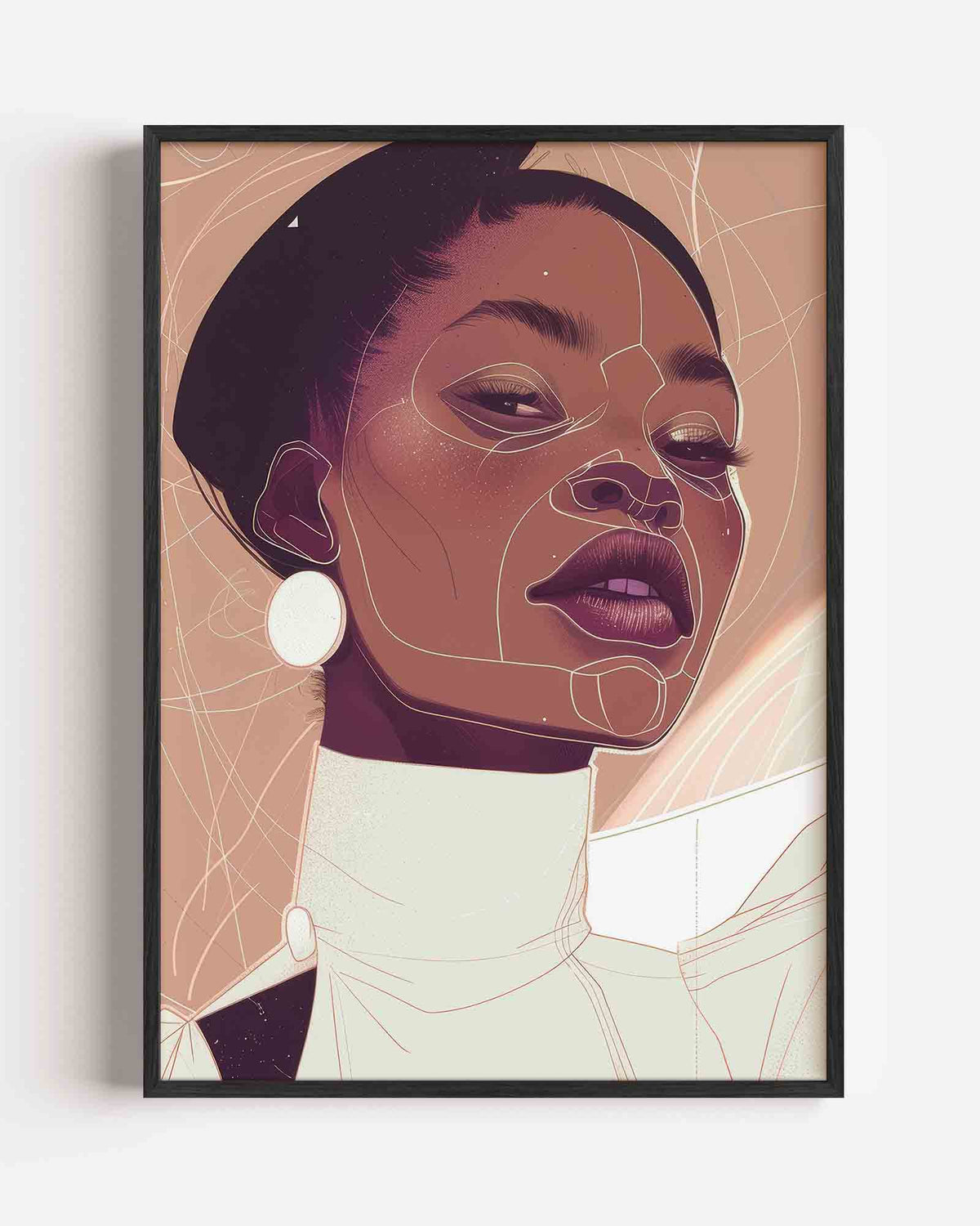 Portret met lijnen – Kunst & Design poster als staande wanddecoratie