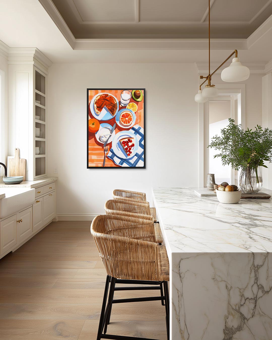 Vrolijk ontbijt tafereel – staand wanddecoratie kunstwerk