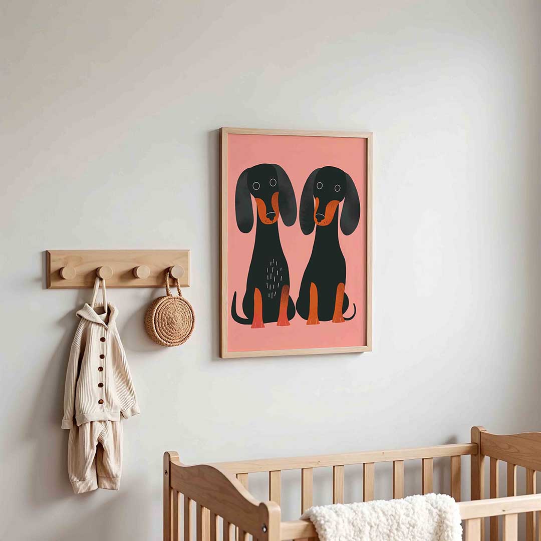 Twee teckels – kinderposter in staand formaat