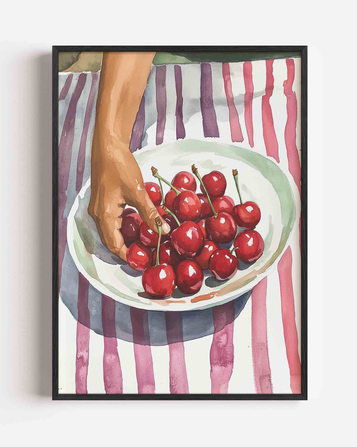 Kersen op schaal – moderne portret poster als wanddecoratie
