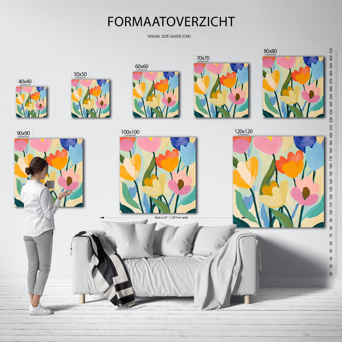 Bloemen in levendige kleuren – vierkante muurposter voor een modern interieur