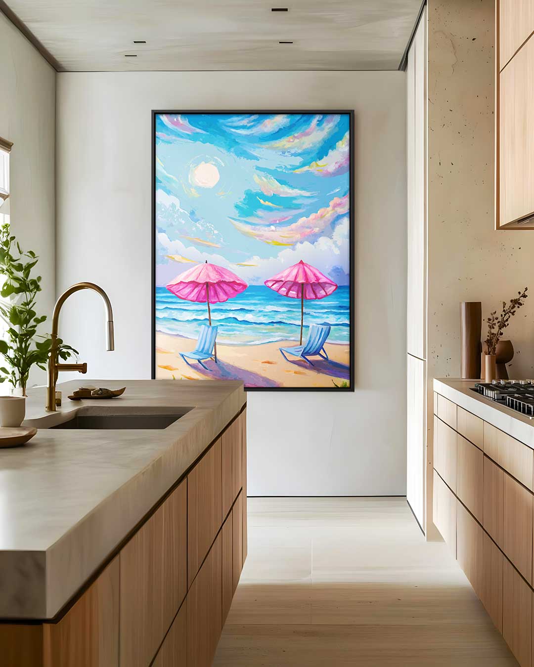 Zomerse Stranddag – canvas wanddecoratie in portret formaat
