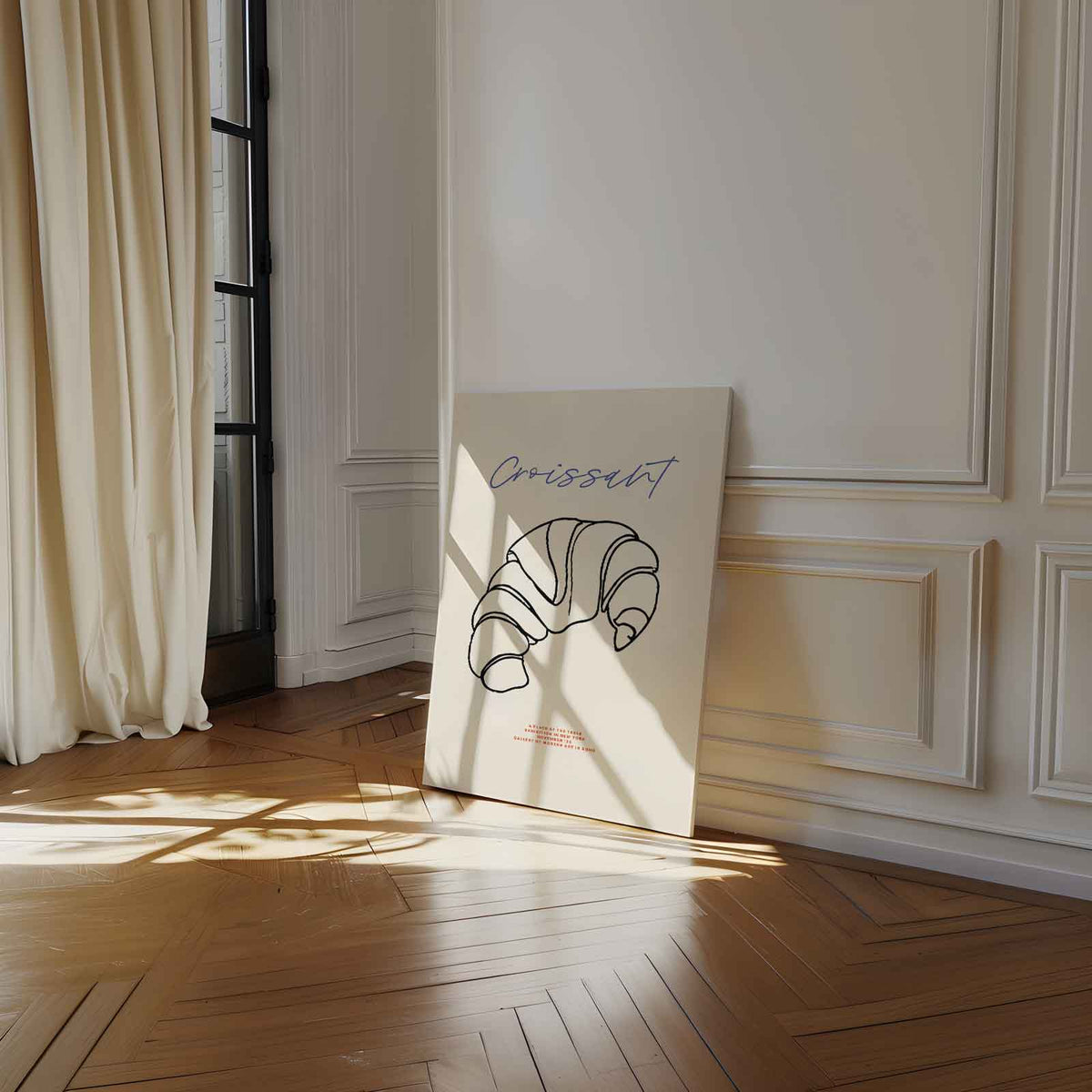 Croissant Line Art – staand kunstwerk voor modern interieur
