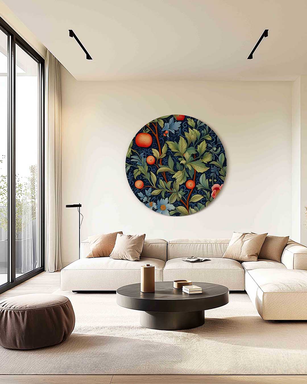 Fruit en bladeren – safari muurcirkel als ronde wanddecoratie