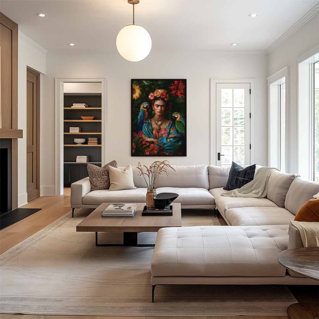 Tropische Vibes Portret – portret kunstwerk als wanddecoratie