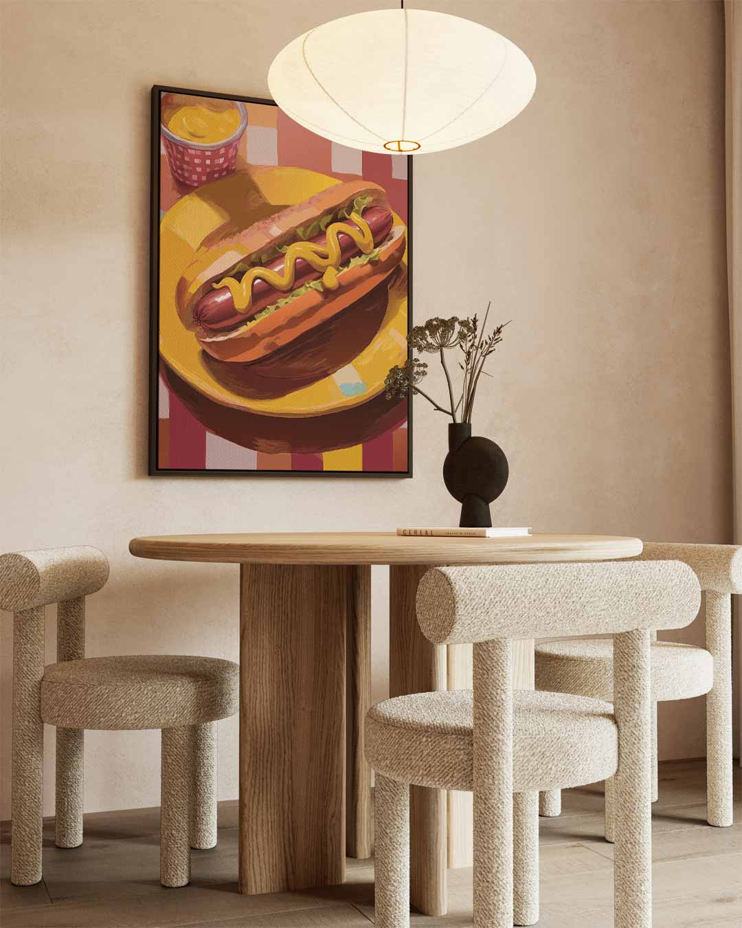 Smakelijke Hotdog Expressie – canvas wanddecoratie in portret formaat