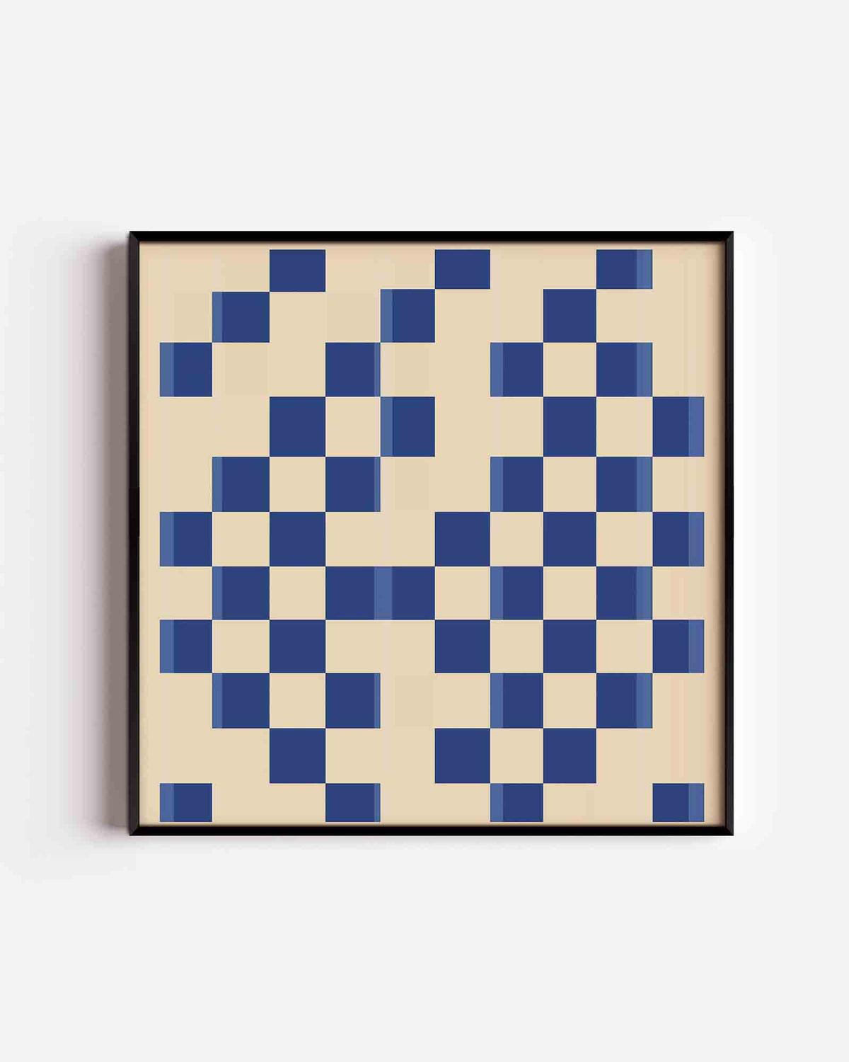 Blauwe ruitpatroon – vierkante poster met kleur en vormen als wanddecoratie