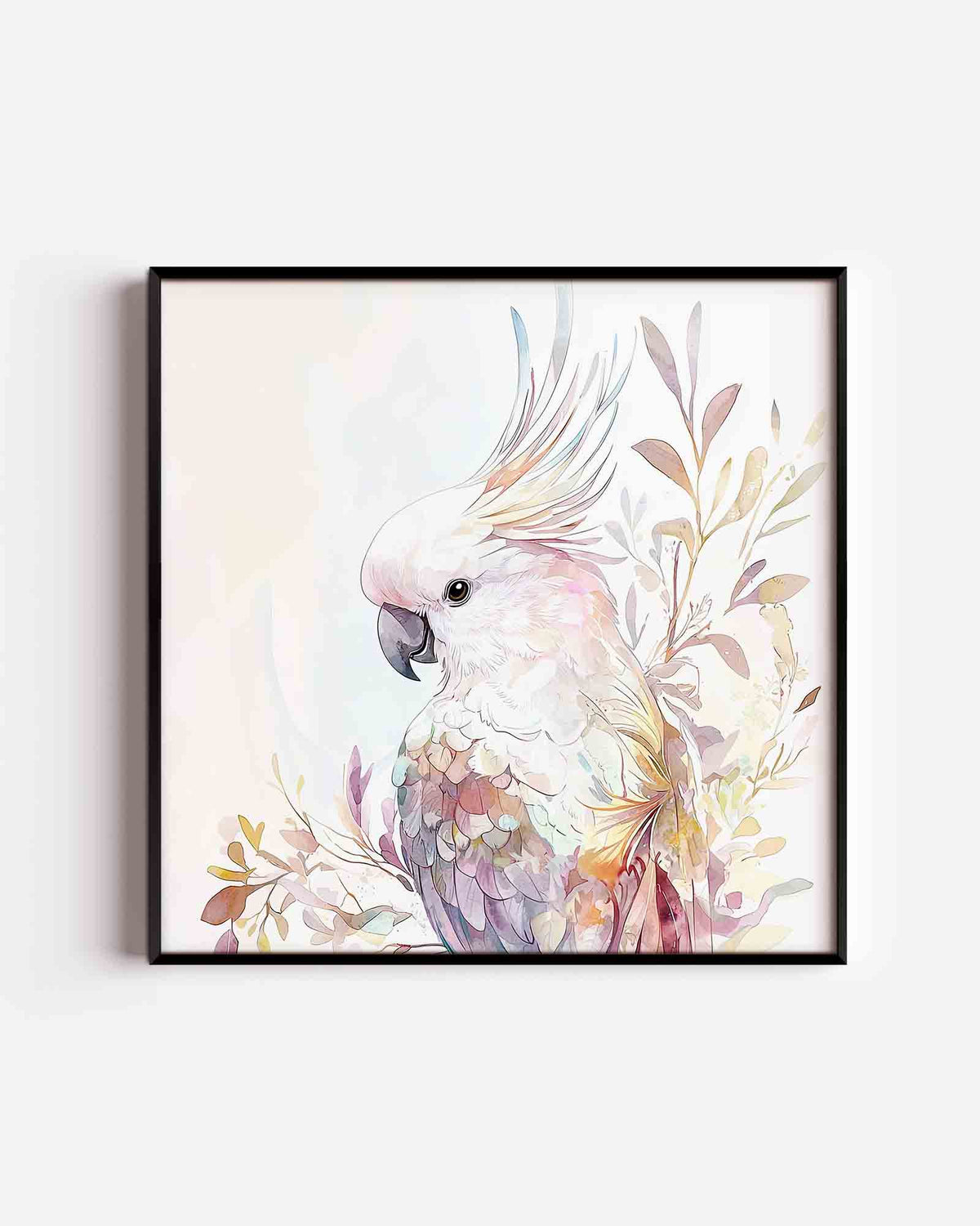 Witte kaketoe – vierkante dierenposter als wanddecoratie
