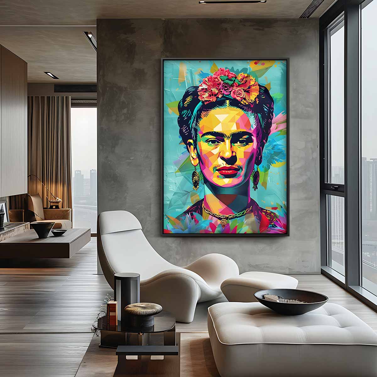 Kleurrijk Portret Kunstwerk – staande wandkunst voor woonkamer of interieur