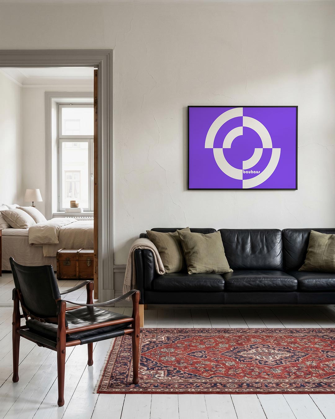 Cirkelvormen en lijnen – geometrische Bauhaus poster in liggend formaat