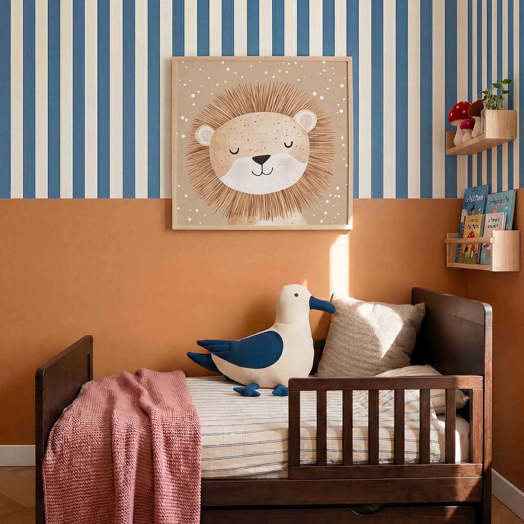 Slapende leeuw – kids poster in vierkant formaat