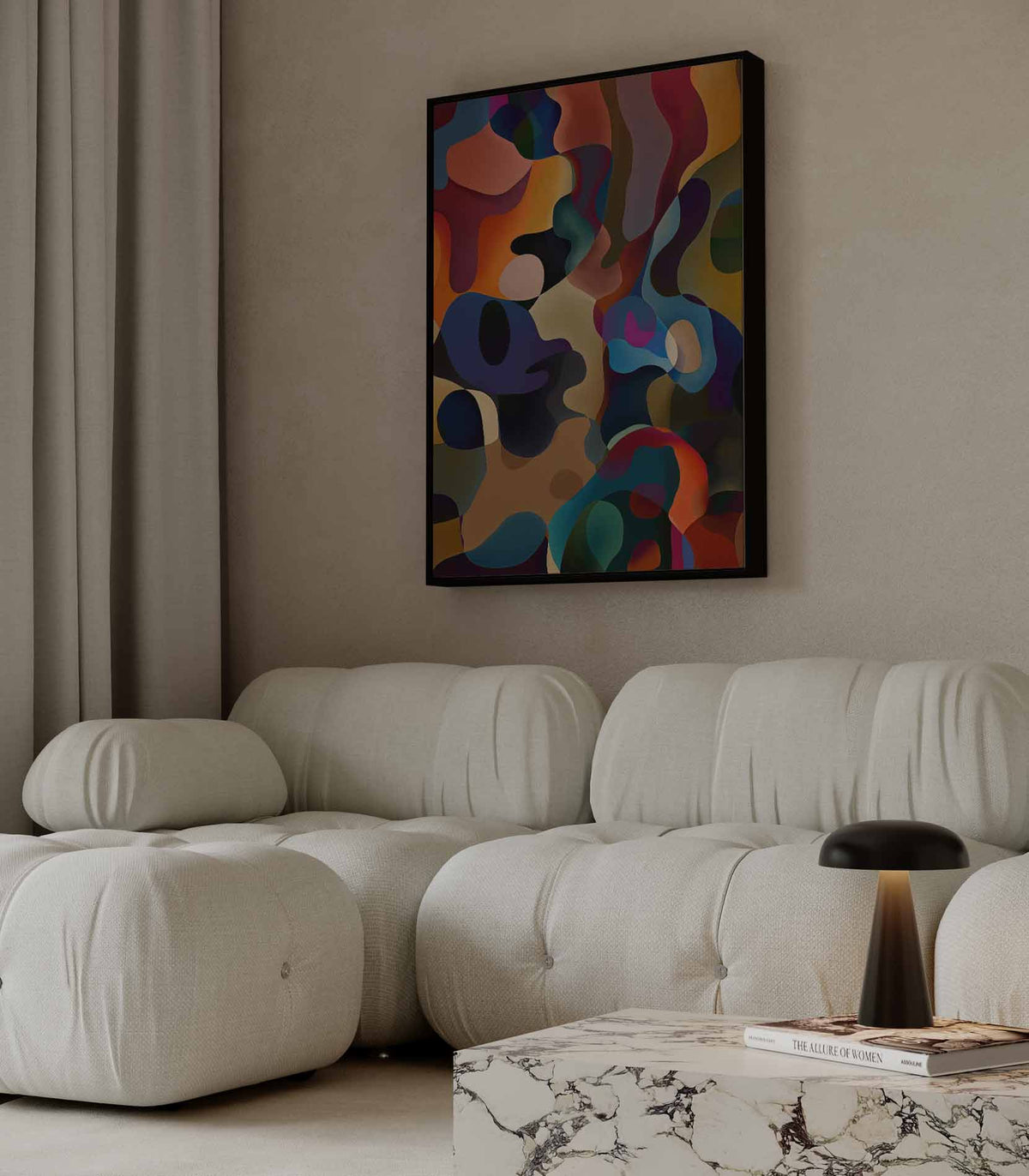 Kleurrijke Dans van Abstracte Vormen – portret wandkunst van WallArtistic