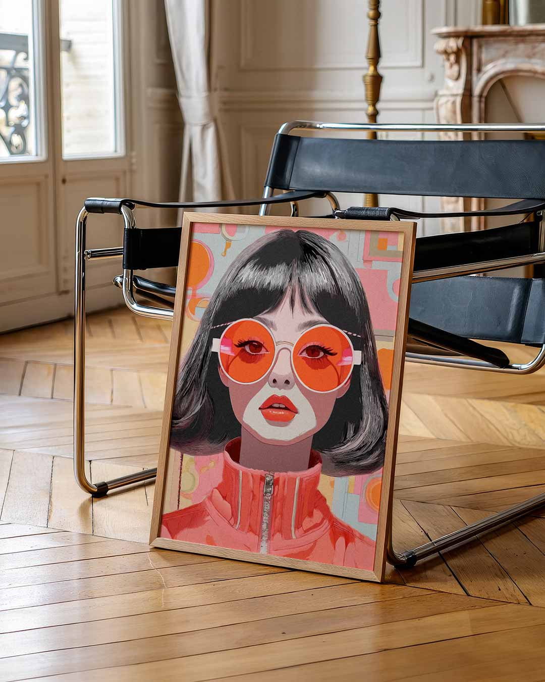 Retro Vrouw met Zonnebril – urban poster in staand formaat