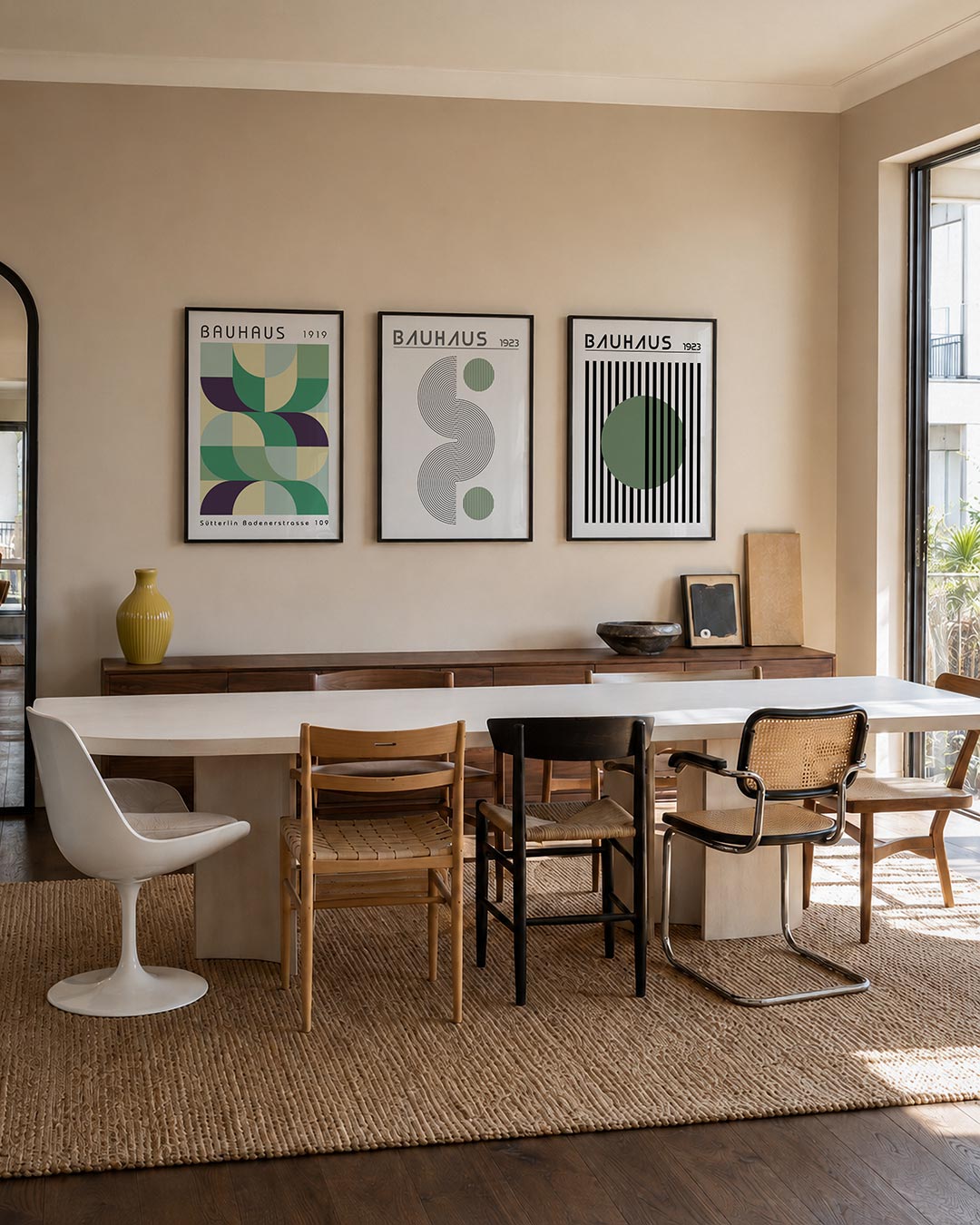 Kleur en vormen posterset – tweede productweergave – deze posterset in drie delen toont een speelse mix van halve cirkels en