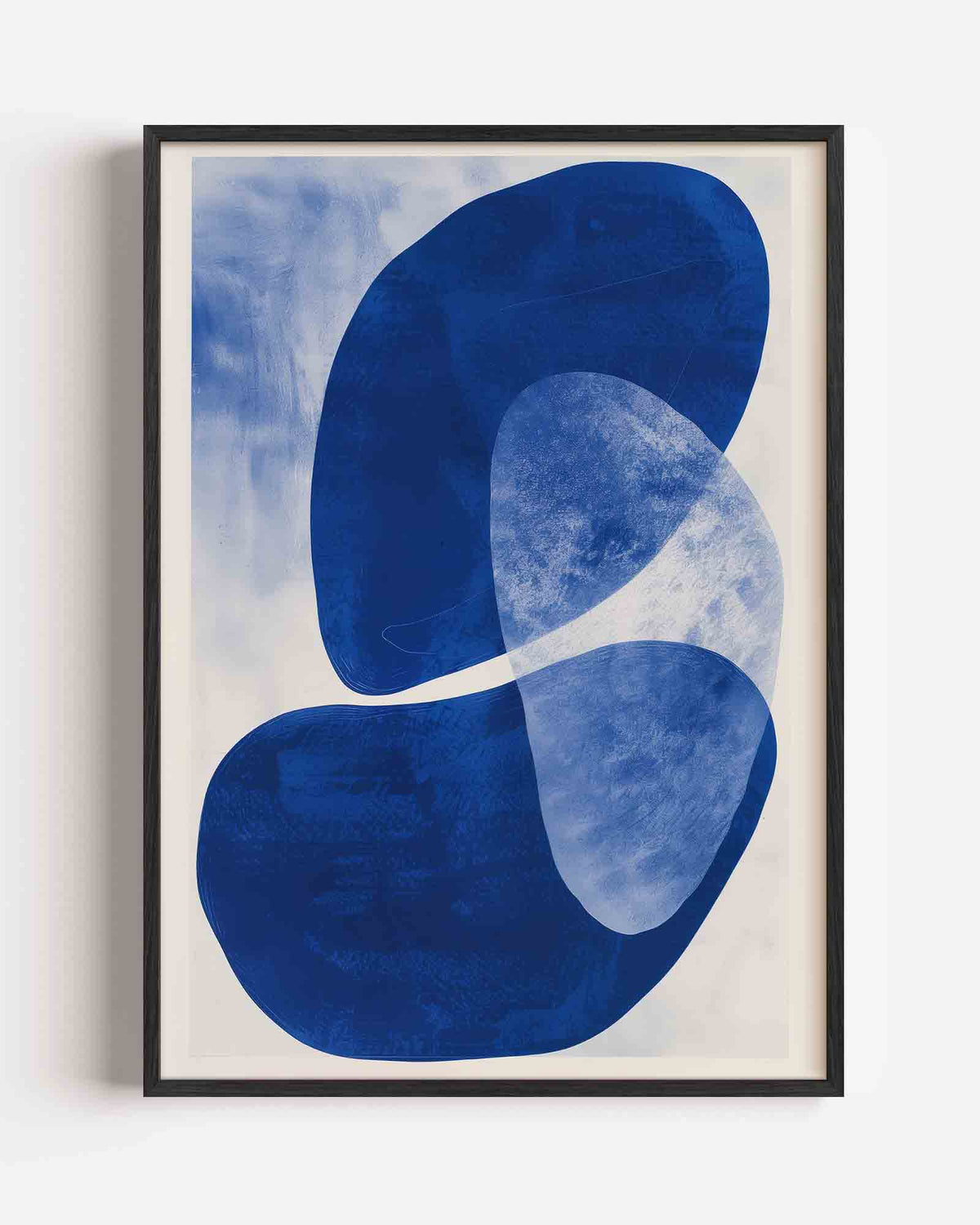 Abstracte blauwe vormen – hedendaagse illustratie portret poster als wanddecoratie