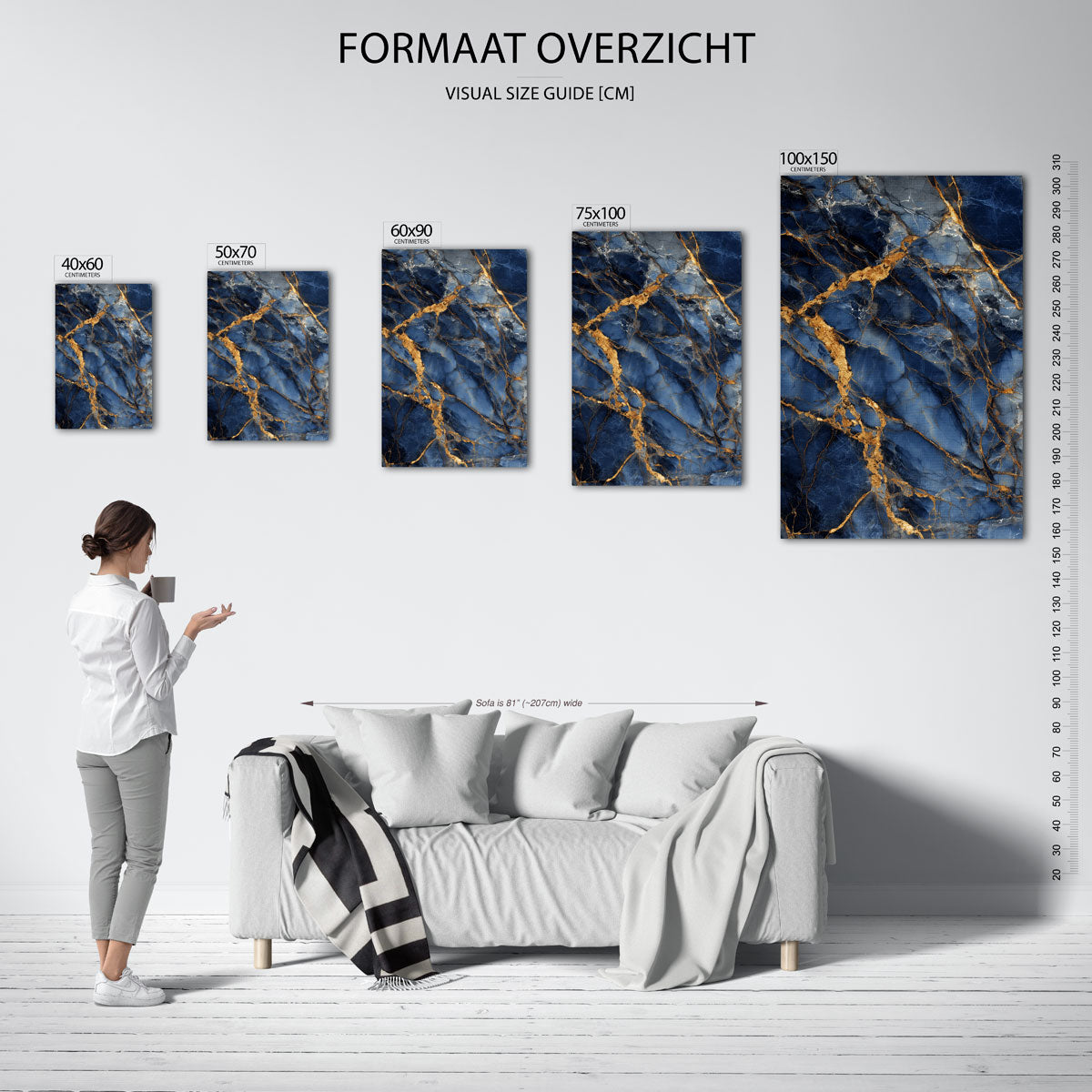 Dynamische marmerstructuur – staande wanddecoratie van WallArtistic