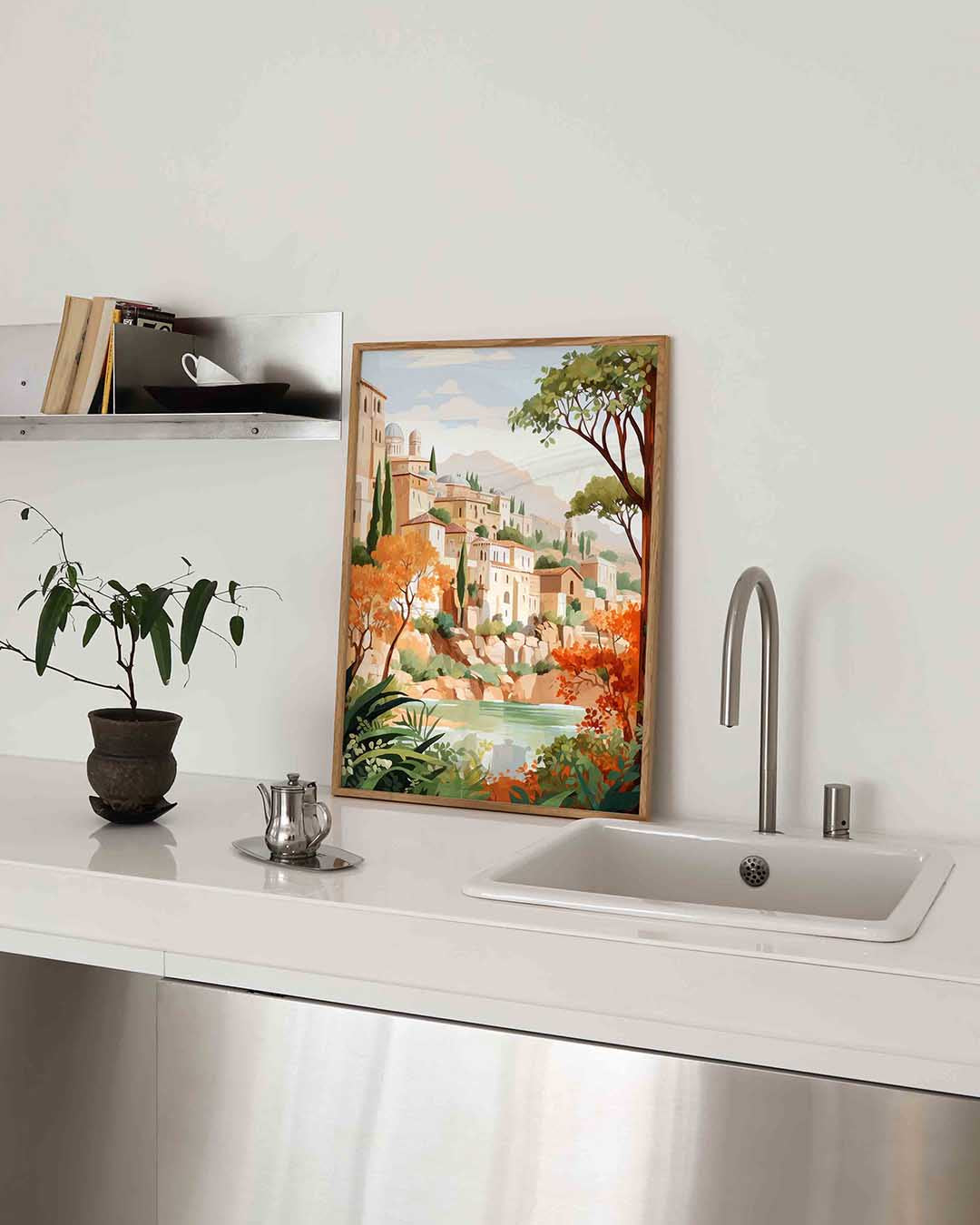 Mediterrane landschap – keukenposter in staand formaat