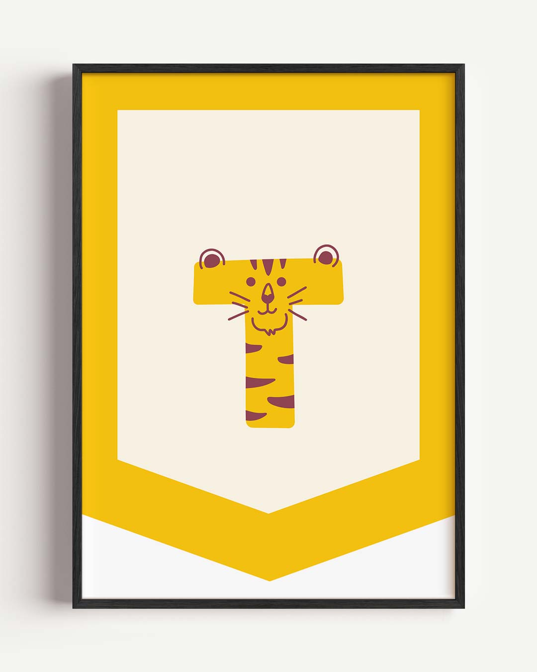 Speelse Tijger Letterposter – kids portret poster als wanddecoratie