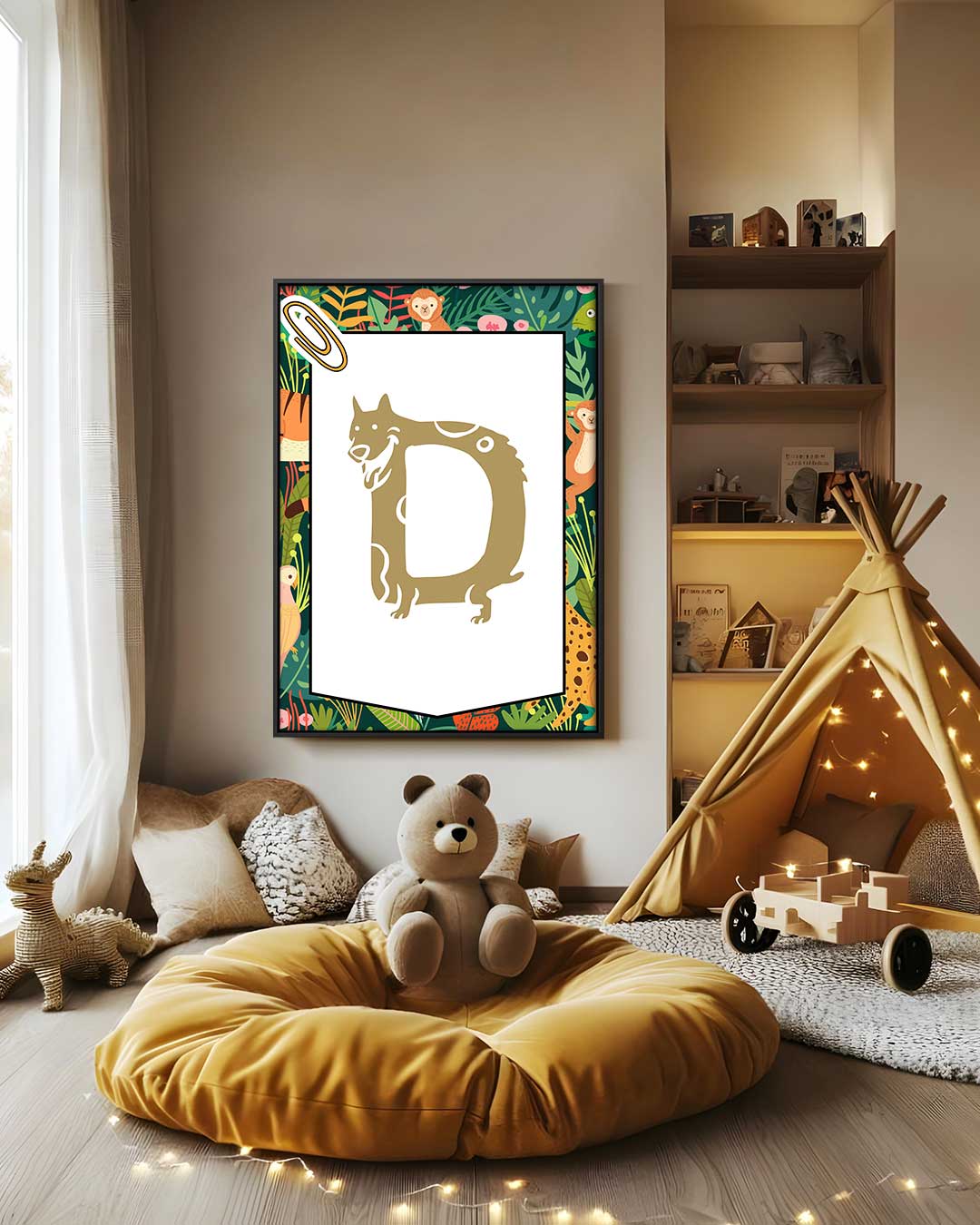 Dierenalfabet Poster - D – staand kunstwerk voor modern interieur