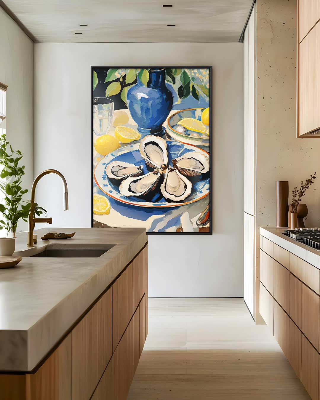 Blauwe Rustieke Tafereel – staand kunstwerk voor modern interieur