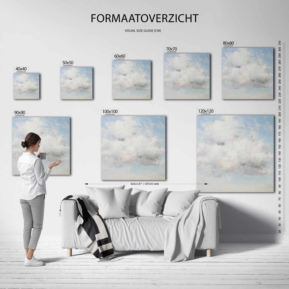 Wolkachtige lucht – vierkante muurposter met kunst en design