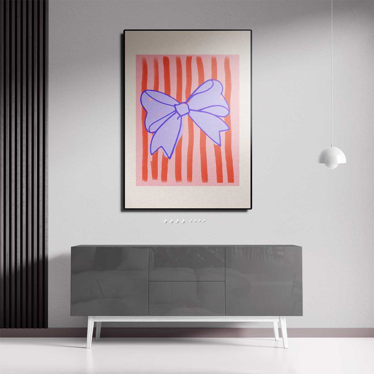 Vrolijke Strik met Strepen – modern portret kunstwerk van WallArtistic