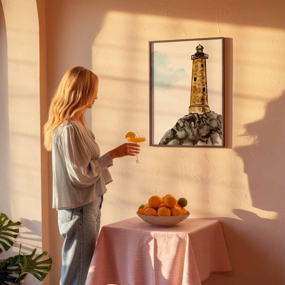 Vuurtoren – zeedierenposter als moderne staande wanddecoratie