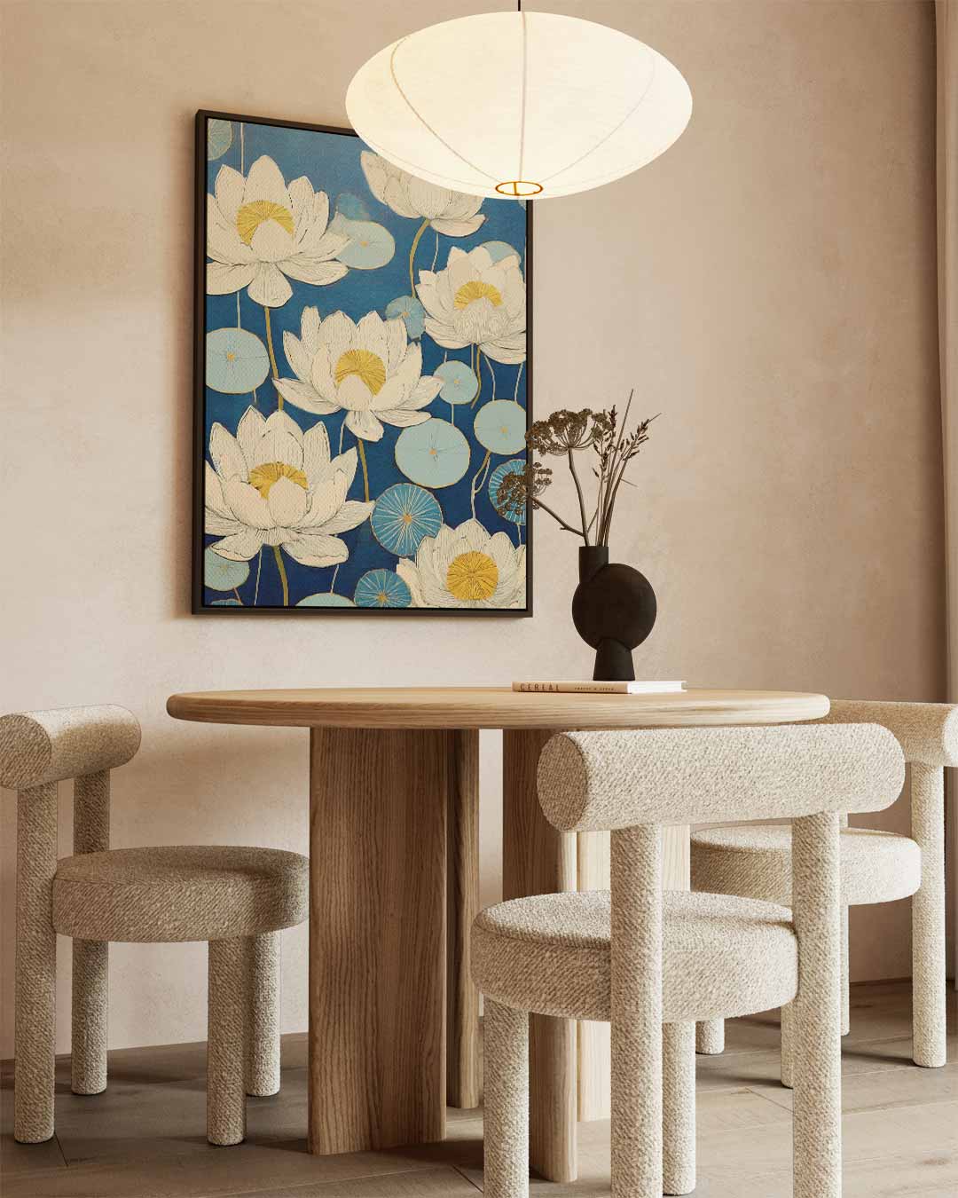 Blauwe Lotus Dromen – staande wandkunst voor woonkamer of interieur