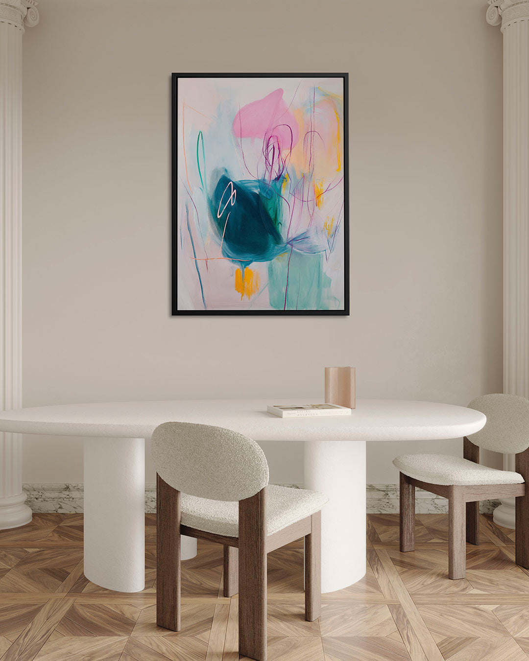Vloeiende kleurencompositie – staand wanddecoratie kunstwerk