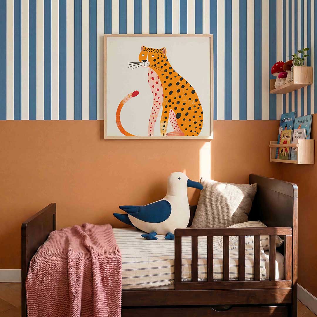 Luipaard met stippen – kids poster in vierkant formaat