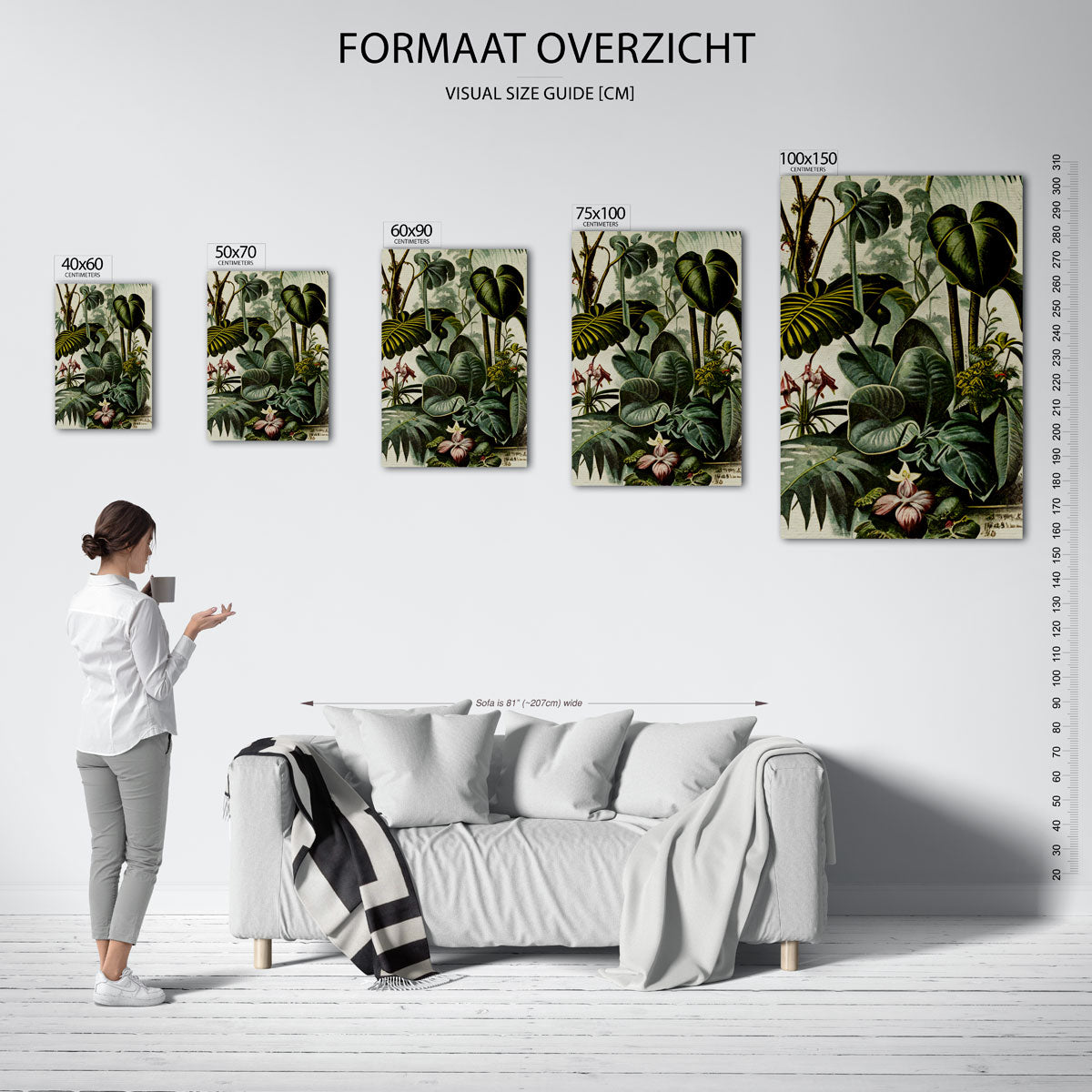 Weelderige bladeren – staand wanddecoratie kunstwerk
