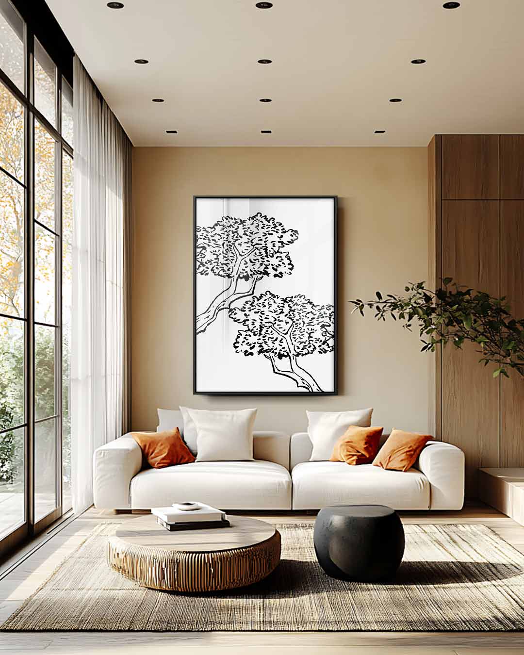 Dansende Bomen aan de Hemel – plexiglas wanddecoratie in portret formaat