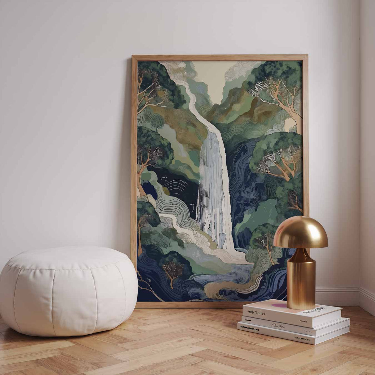 Betoverende Waterval Natuurposter – zomerse wandkunst als portret poster